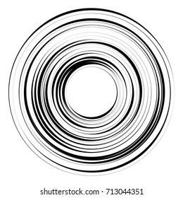 Circular geometric motif. Abstract grayscale op-art element