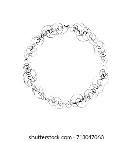 Circular geometric motif. Abstract grayscale op-art element