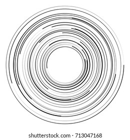 Circular geometric motif. Abstract grayscale op-art element