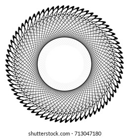 Circular geometric motif. Abstract grayscale op-art element