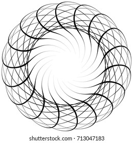 Circular geometric motif. Abstract grayscale op-art element