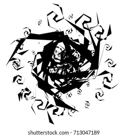 Circular geometric motif. Abstract grayscale op-art element