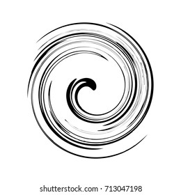 Circular geometric motif. Abstract grayscale op-art element