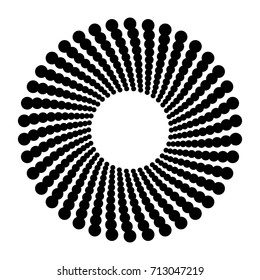 Circular geometric motif. Abstract grayscale op-art element