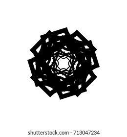 Circular geometric motif. Abstract grayscale op-art element