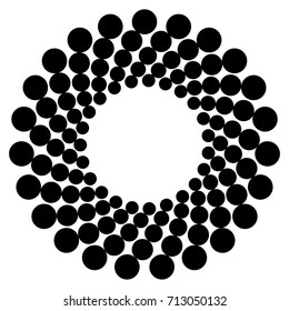 Circular geometric motif. Abstract grayscale op-art element