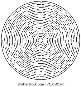 Circular geometric motif. Abstract grayscale op-art element