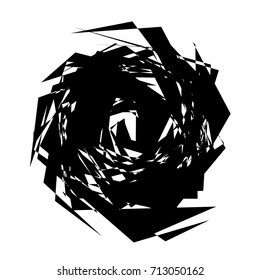 Circular geometric motif. Abstract grayscale op-art element