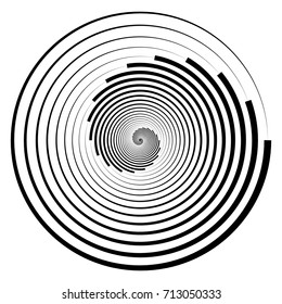 Circular geometric motif. Abstract grayscale op-art element