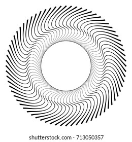 Circular geometric motif. Abstract grayscale op-art element