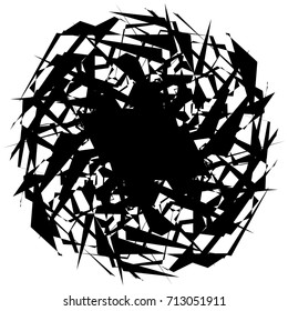 Circular geometric motif. Abstract grayscale op-art element