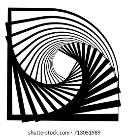 Circular geometric motif. Abstract grayscale op-art element