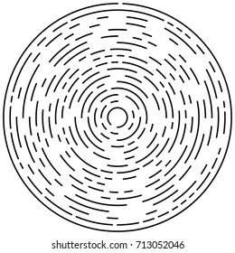 Circular geometric motif. Abstract grayscale op-art element