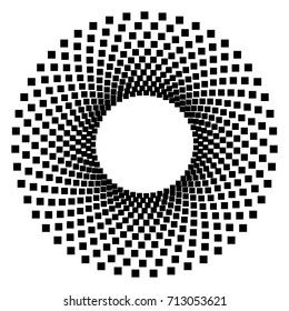 Circular geometric motif. Abstract grayscale op-art element
