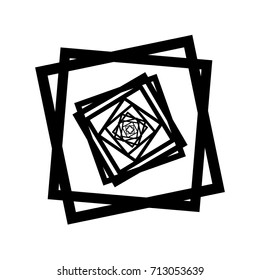 Circular geometric motif. Abstract grayscale op-art element