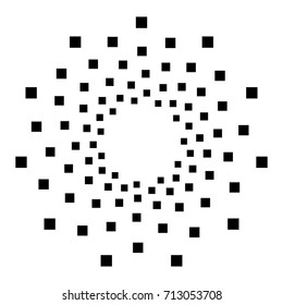 Circular geometric motif. Abstract grayscale op-art element
