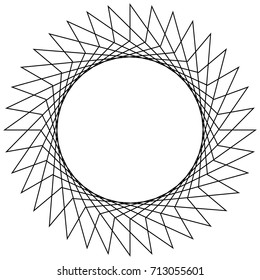 Circular geometric motif. Abstract grayscale op-art element
