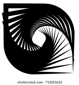 Circular geometric motif. Abstract grayscale op-art element