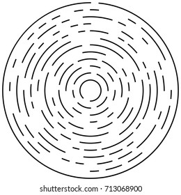 Circular geometric motif. Abstract grayscale op-art element