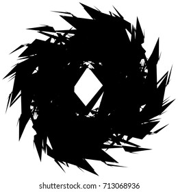 Circular geometric motif. Abstract grayscale op-art element