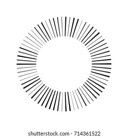 Circular geometric motif. Abstract grayscale op-art element