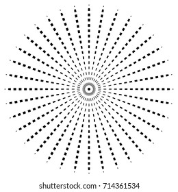 Circular geometric motif. Abstract grayscale op-art element