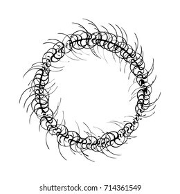 Circular geometric motif. Abstract grayscale op-art element