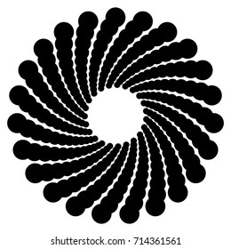 Circular geometric motif. Abstract grayscale op-art element