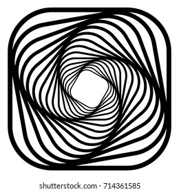 Circular geometric motif. Abstract grayscale op-art element