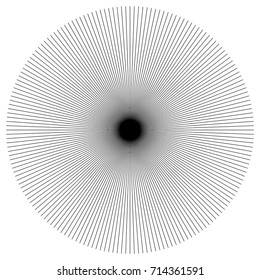 Circular geometric motif. Abstract grayscale op-art element