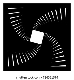 Circular geometric motif. Abstract grayscale op-art element