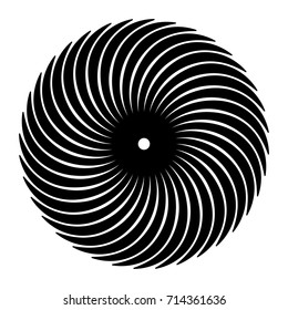 Circular geometric motif. Abstract grayscale op-art element