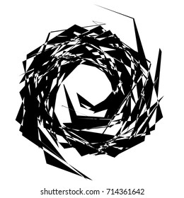 Circular geometric motif. Abstract grayscale op-art element