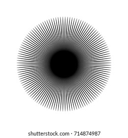 Circular geometric motif. Abstract grayscale op-art element