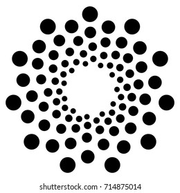 Circular geometric motif. Abstract grayscale op-art element