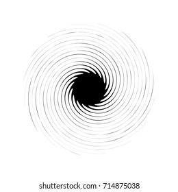 Circular geometric motif. Abstract grayscale op-art element