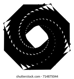 Circular geometric motif. Abstract grayscale op-art element