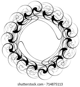 Circular geometric motif. Abstract grayscale op-art element