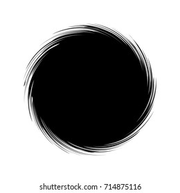 Circular geometric motif. Abstract grayscale op-art element