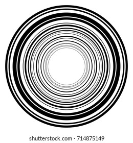 Circular geometric motif. Abstract grayscale op-art element
