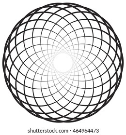 Circular geometric motif, element, Concentric circles abstract shape.