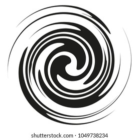 Circular geometric motif. Radiating shape. Geometric radial element. Abstract black and white illustration 