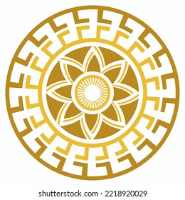 Circular geometric ornament. Abstract symbol, logo, icon. Simple vector illustration. Decorative element for printing on surfaces.