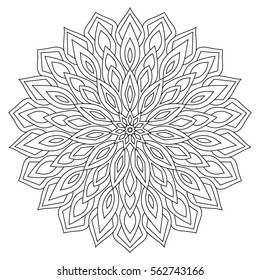 Circular geometric ornament. Round outline Mandala for coloring page. Vintage decorative elements