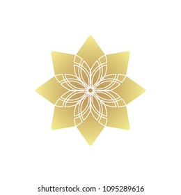 Circular geometric ornament . Vector ornamental gold isolated figure, flower or religious emblem for your design