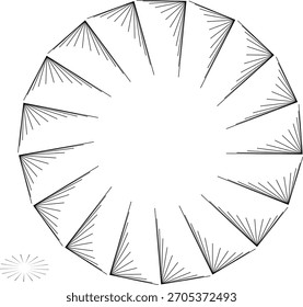 Circular Geometric Pattern with Radial Lines on White Background