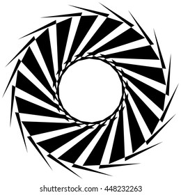 Circular geometric shape. Abstract monochrome spiral element.
