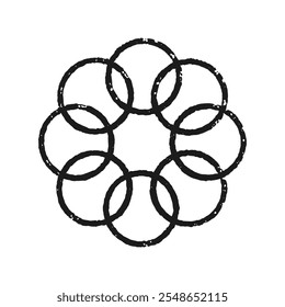 Circular Geometric Shape with Interlocking Design, Ideal for Abstract and Artistic Projects