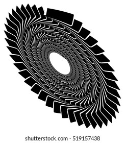 Circular geometric spiral, volute element. Rotating radial shape