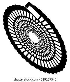 Circular geometric spiral, volute element. Rotating radial shape